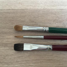 three brushes filbert round flat